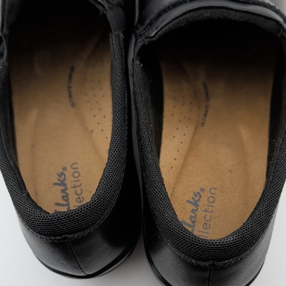 Clarks Black Leather Slip-On Comfort Mules - Picture 2 of 7